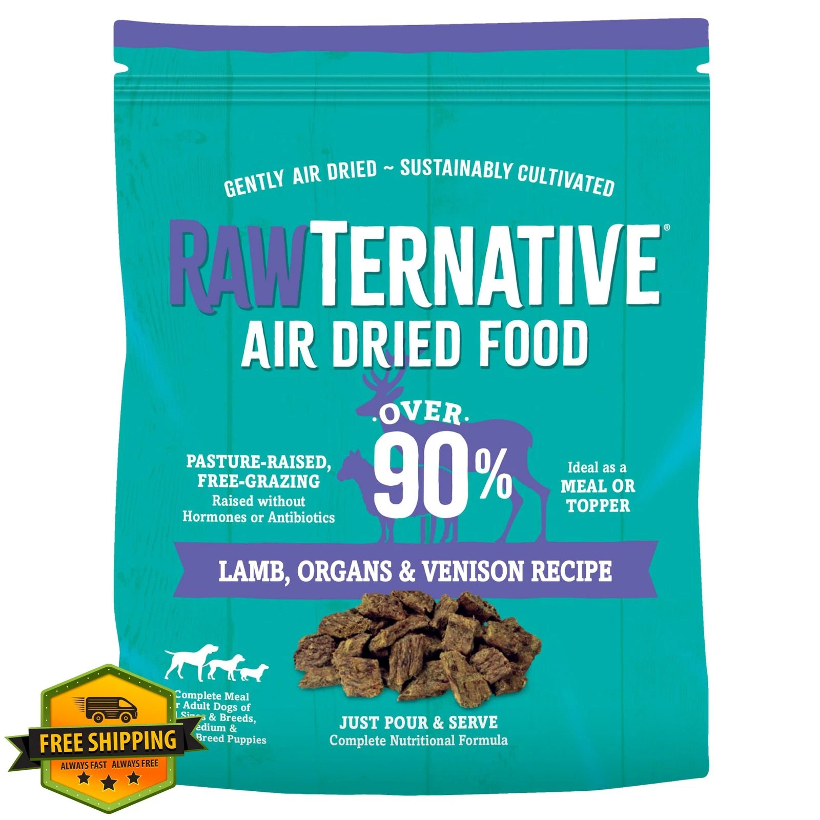 RawTernative Lamb Venison Dog Food 1lb Bag Grain Free Topper