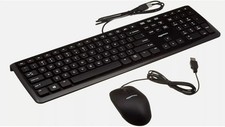 AmazonBasics Wired Keyboard and Wired Mouse Bundle Pack for Computer - Black
