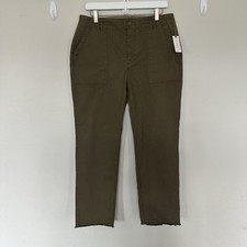 Anthropologie Pilcro High-Rise Utility Pants Women  s Size 30 Dark Green Raw Hem