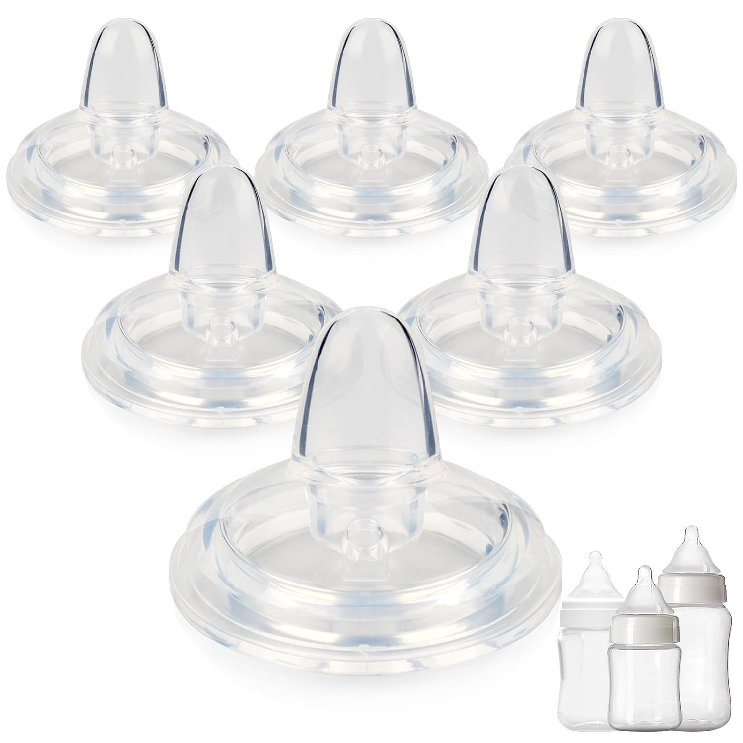 6 pack - Sippy Spout Nipple for Evenflo Balance Plus Wide Neck Baby Bottles