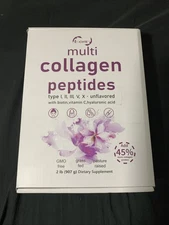 Eocute Multi Collagen Peptides Powder 2 lb Hydrolyzed Protein Type I,II,III,V,X
