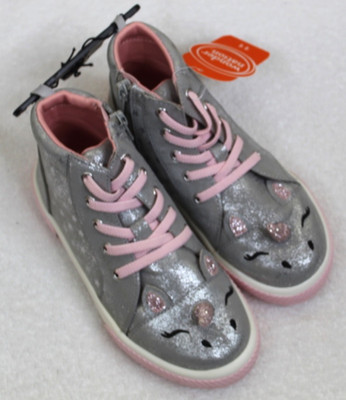 Unicorn High Top Sneakers Silver Pink Girls Shoe Size 11
