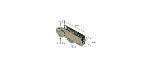 1-1/4" Tandem Steel Sliding Glass Door Rollers with 11/16" Wide Housing for Pa - Picture 2 of 4