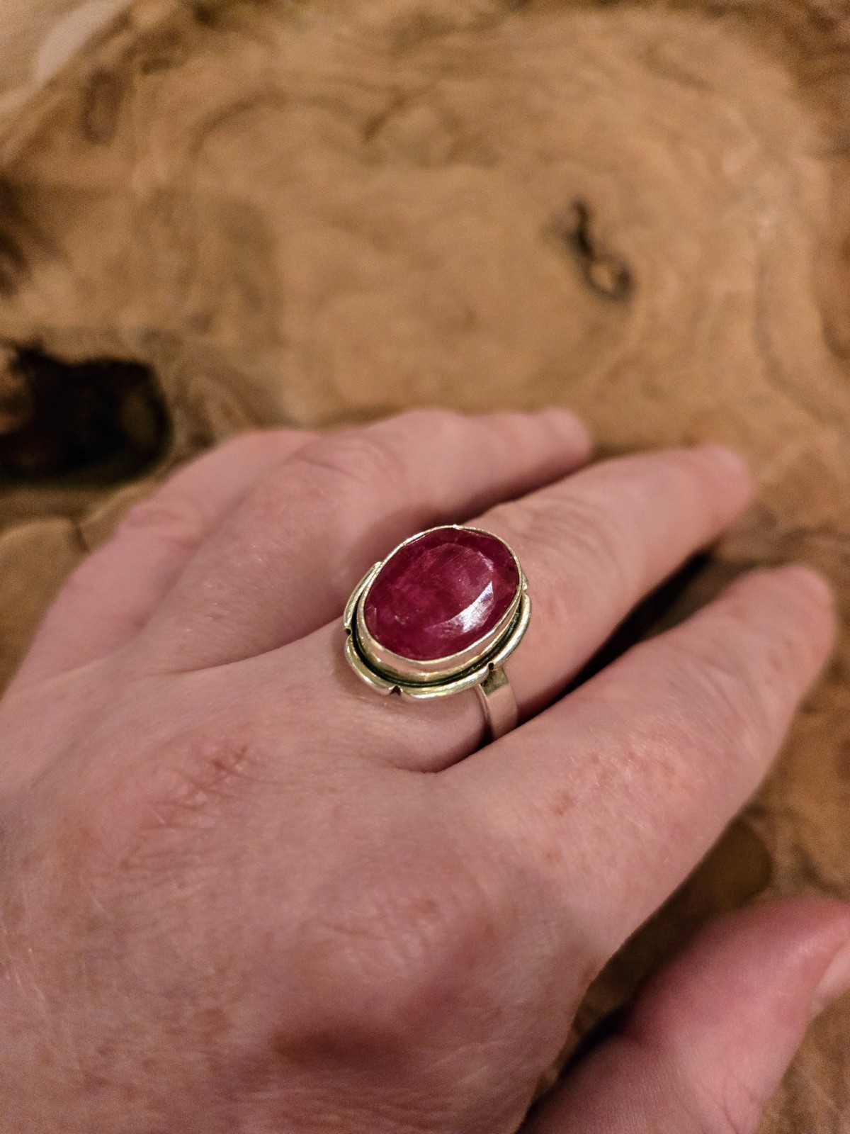 Sterling Silver Ruby Statement Ring Size 6.5 - image 6