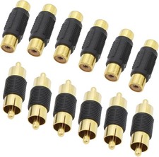 6pk Gold RCA Couplers - Female to Female  Male to Male Audio Extenders