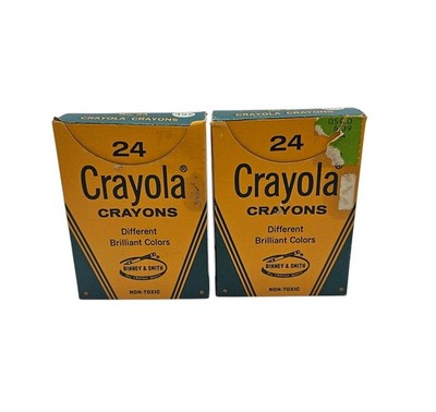 Lot Of 2 Vtg Crayola Binney Smith No 24 Different Brilliant Colors Crayon Boxes