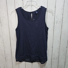 NWT Gap Women's Dark Blue Cotton Blend Mixed Media Tank Top Size Small