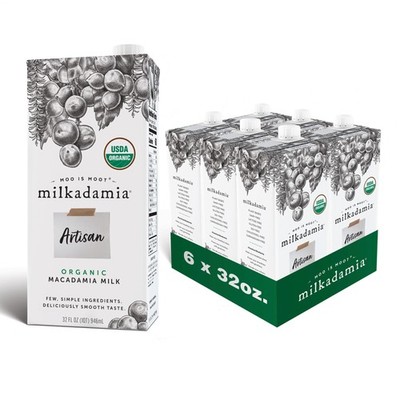 Milkadamia Organic Artisan Macadamia Milk, Non-Dairy, 32 Fl Oz (Pack of 6)