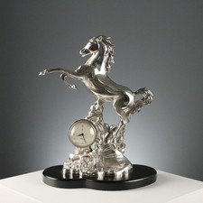 Ottaviani Manufaktur Silberplattierte Skulpturuhr Italien 1990er Jahre