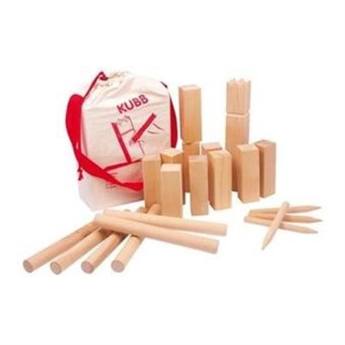 Goki Kubb Wikingerspiel 25Cm Holz Wikinger Spiel Wurfspiel Tasche Rasen Schach-image