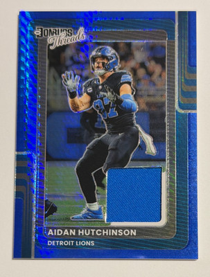 AIDAN HUTCHINSON 2025 Donruss Optic #DTBH-AHN Blue Hyper Threads SP Color Match