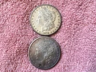 2 x MORGAN SILVER DOLLAR COINS.  1879-S / 1881-S   AU / UNC.  DETAILS   LOT # 37
