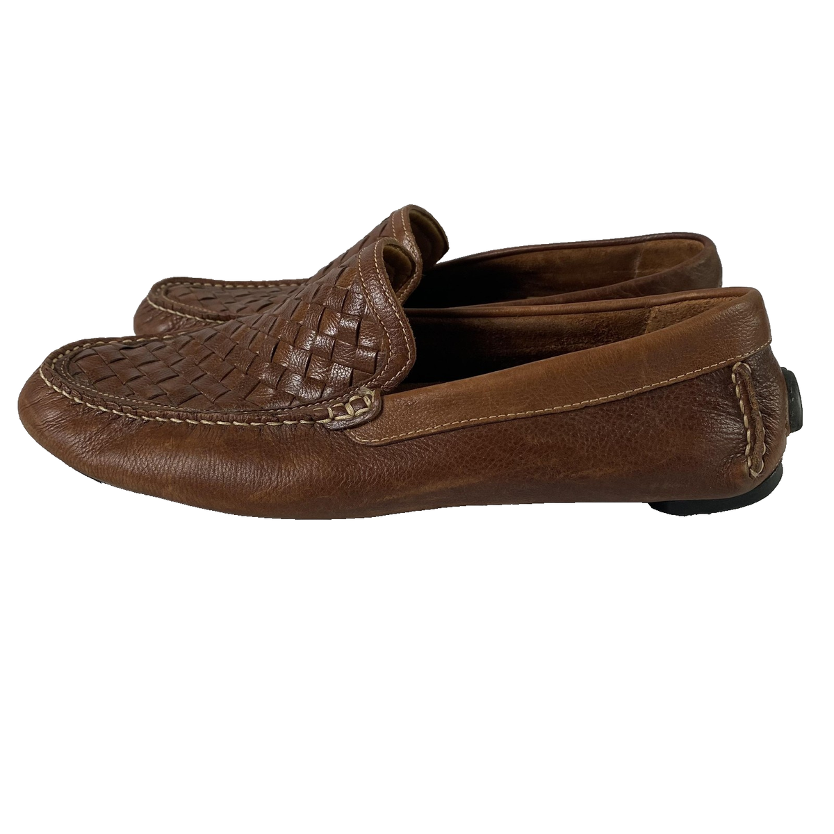 Johnston & Murphy Shoes Mens Size 9 Brown Leather Woven Slip  display picture 2
