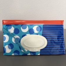 Huggies Wipes Travel Pouch Clutch n Clean Blue PolkaDot Baby Reusable Refillable