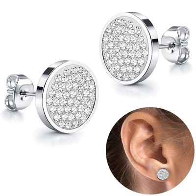 1 Paar Edelstahl Ohrstecker Ohrringe Glitzerstrass Glitter silber weiß Zirkonia 