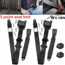 2pack Universal Lap 3 Point Retractable Seat Belt Adjustable Car Safety Belts