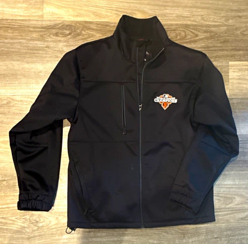 Antigua Black Softshell Full Zip Stand-Up Collar Jacket Embroidered Logo Men L - product listing photo