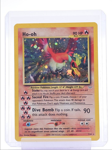 HO-OH 2000 POKEMON NEO GENESIS NEO REVELATION HOLO RARE 7/64 WATER DAMAGE Q1300