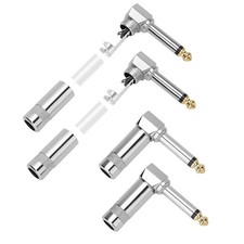 Right Angle 6.35mm 1/4 Inch TS Mono Plug 4 Pack, 90 Degree 1/4" Solder Type D...