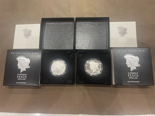 2023 PEACE DOLLAR BU & 2023 PEACE DOLLAR PROOF BOX & COA'S!!!