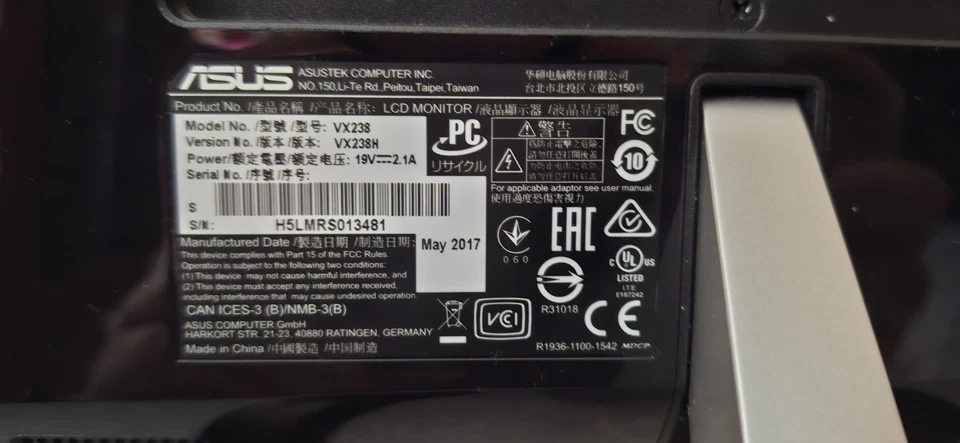 ASUS VX238H Gaming Monitor -58,42cm(23") FHD (1920x1080), 1ms, Blue Light-Filter - Bild 2 von 3