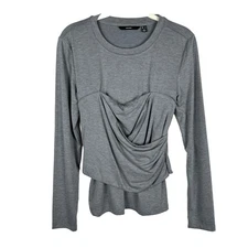 Vero Moda Nelly Ruched Knit Long Sleeve Corset Top Grey Size M