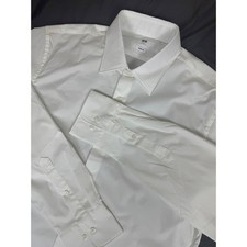 Uniqlo Easy Care Stretch Slim Fit Long Sleeve Dress Shirt White Mens L 462279