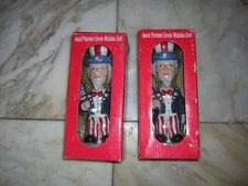 HAND PAINTED UNCLE WOBBLE DOLL UNCLE SAM VINTAGE EARLY 90'S LOT OF 2