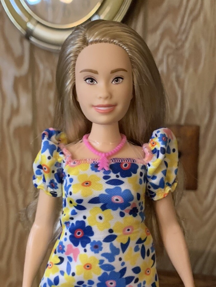 Barbie 208 Doll W/ Down Syndrome & Leg Braces In Floral Dress Loose