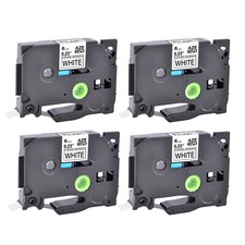 4PK Compatible with Brother P-Touch White Tape Strong Adhesive TZe TZ-S211 6mm