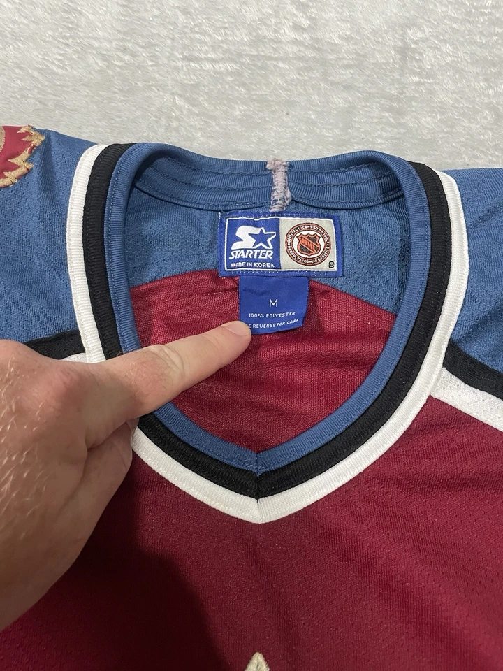 Camiseta deportiva de hockey Colorado Avalanche vintage firmada por principiantes talla grande Foto 3 de 4