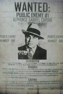 Al Capone Scarface Wanted Poster Mafia Gangster Old Photo 8'' x 10'' reprint 
