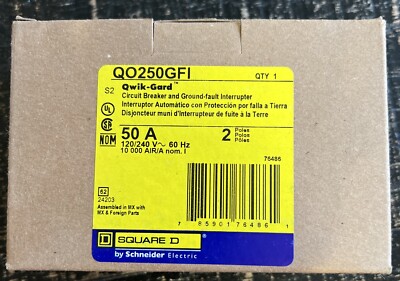 Square D QO250GFI 50A GFCI Circuit Breaker