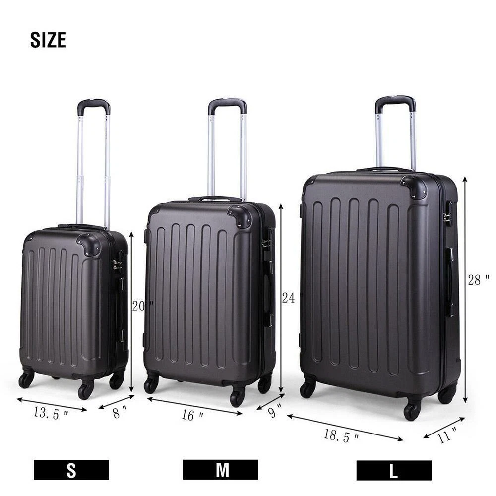 Heavy Duty 3 Piece Lightweight 360 Rolling Suitcase. Telescopic