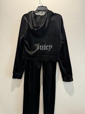  199 NWT Size L JUICY COUTURE BLING Velour TRACKSUIT - Liquorice Pants Hoodie