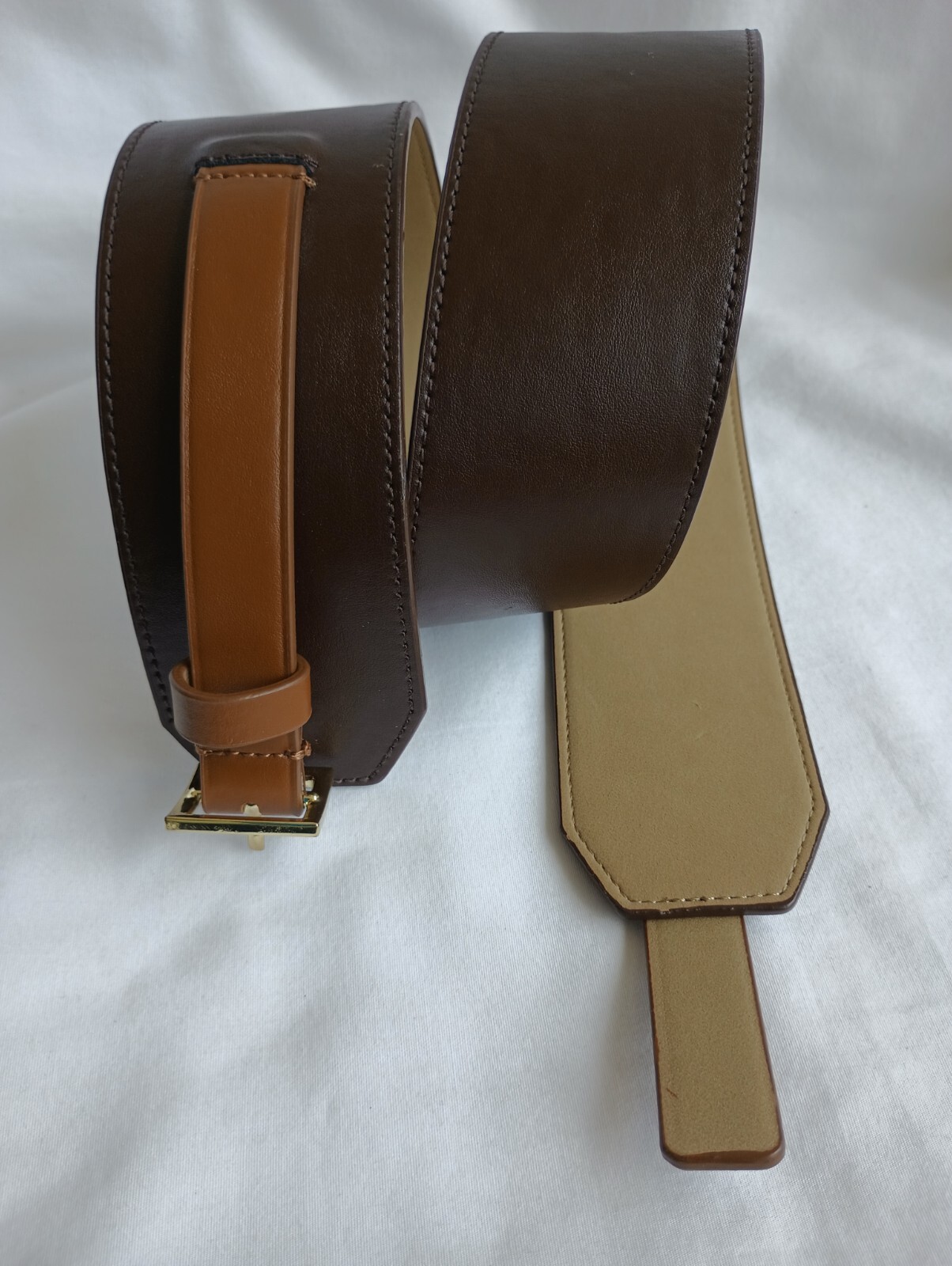 Womens Talbots 2" Wide TwoTone Brown Leather Belt Size XS Addt'l