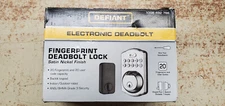 DEFIANT Fingerprint Electronic Deadbolt Satin Nickel Finish New/Open