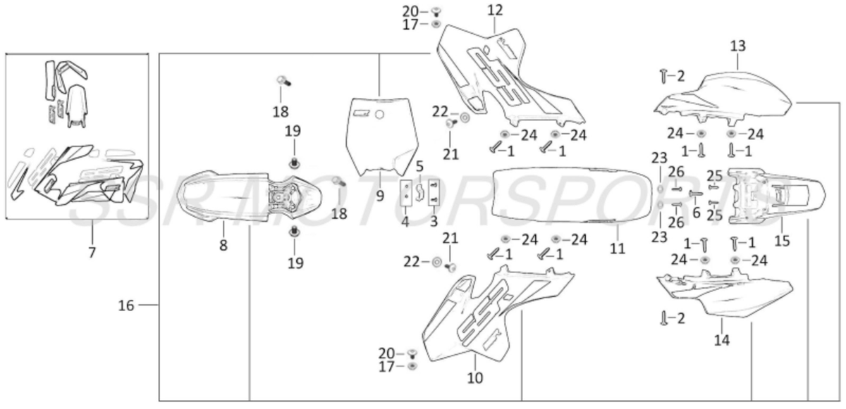 OEM SSR Pit Bike Plastic Kit (Orange) Fits SR70/SR110/SR125 | eBay