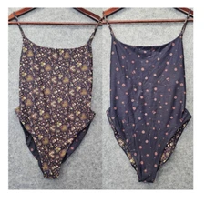 One Piece Swimsuit Womens S Blue Reversible Floral Tankini MADEWELL Second Wave