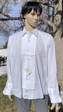 NEW vtg WINDSOR tuxedo poplin shirt WEDDING french cuffs studs pleated 17 men XL
