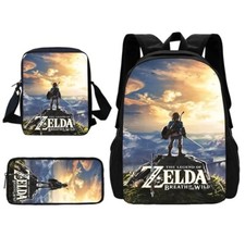 Zelda School Set 3 Piezas Bolso de Hombro Estuche para Lápices Mochila Link Breath