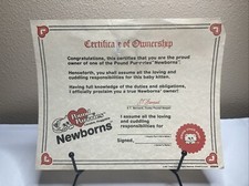 Vintage 80s Pound Purries Newborns Adoption Certificate