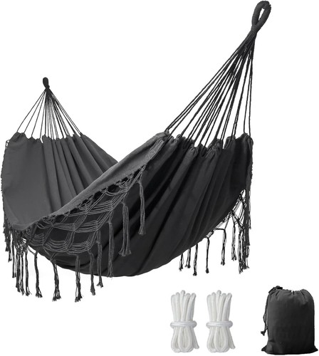 Doppel Boho Makramee Hängematte mit eleganten Quasten für Terrasse, Hof, Strand Hochzeit