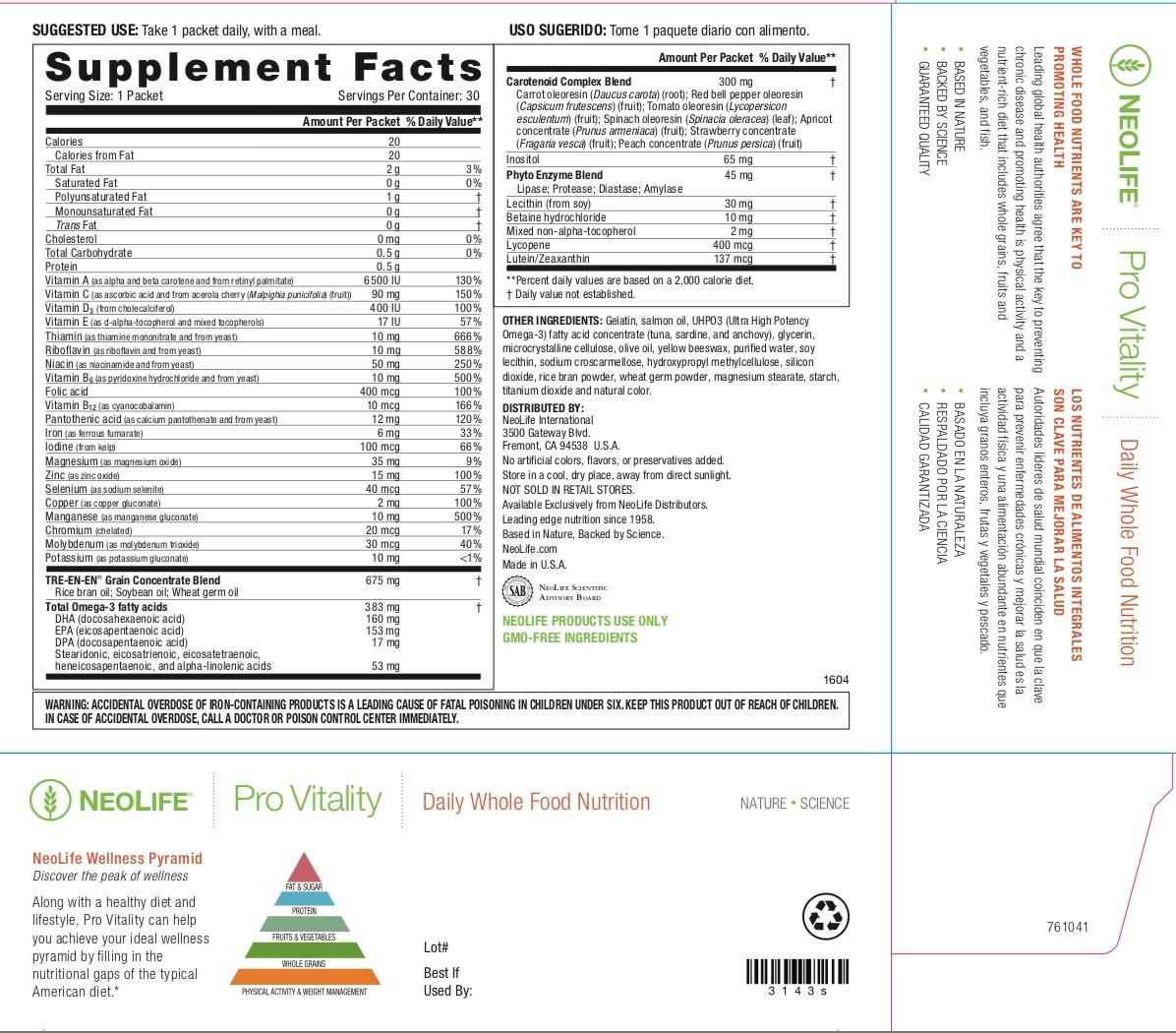 NeoLife PRO-VITALITY From whole grains, fruits and NeoLife PRO-VITALITY From whole grains, fruits and
