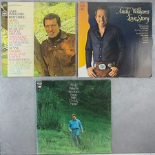 ANDY WILLIAMS 3-RECORD LOT: Born Free, Love Story, Raindrops Keep Fallin' On My…