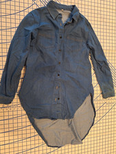 Womens Denim Button Down Shirt Dress L