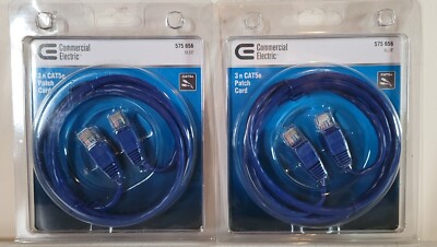 New 2 Pack 3 FT Patch Ethernet Network Cable Cord CAT5e CAT 5e Blue Computer