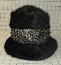 Vtg. Faux Fur Cossack Black Hat United Hatters Cap & Millinery Workers USA Made