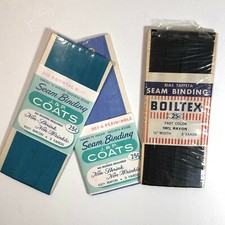 Seam Binding Lot of 3 Pieces J P Coats Boiltex Vintage Sewing Material