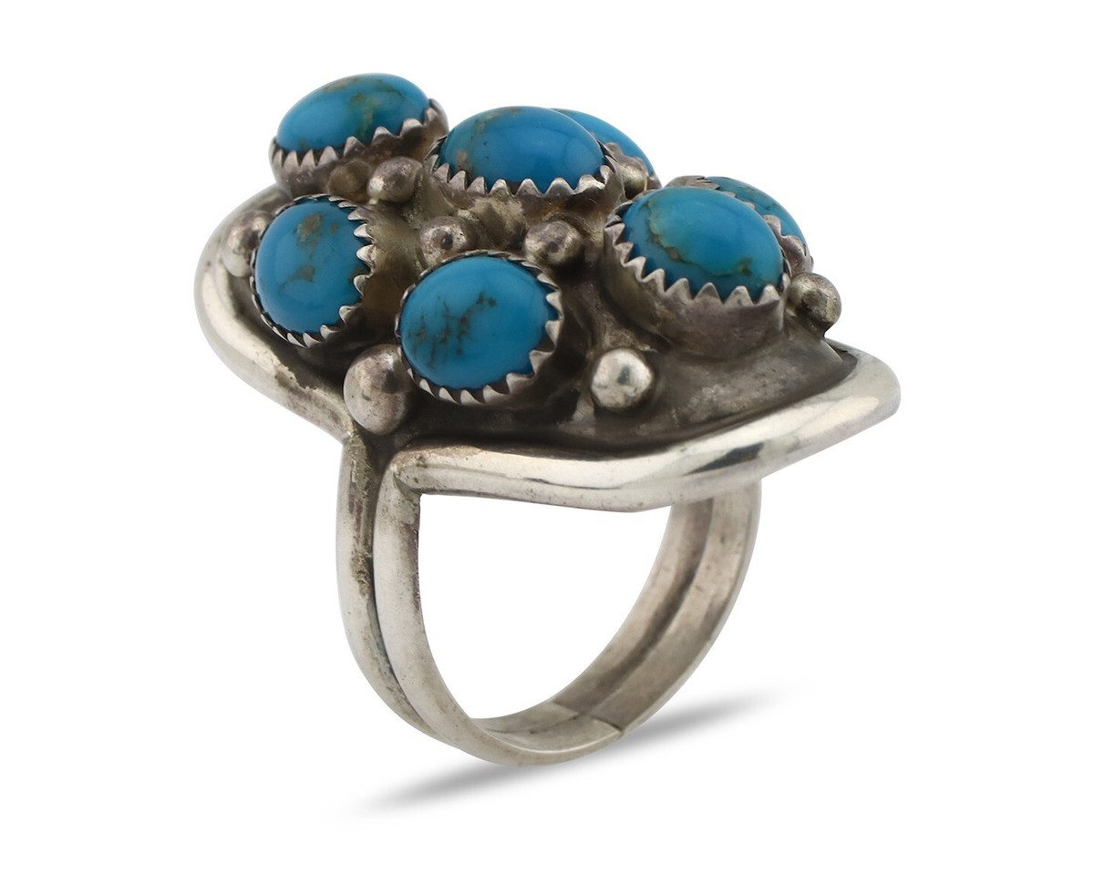 アクセサリー Navajo Turquoise Silver Ring Navajo Ring .925 Silver Blue Turquoise Artist Signed R C